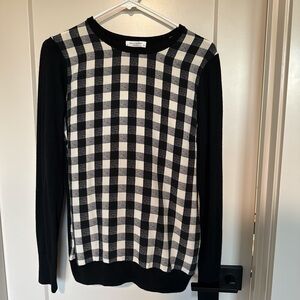 Equipment Black and White Plaid Crewneck Sweater